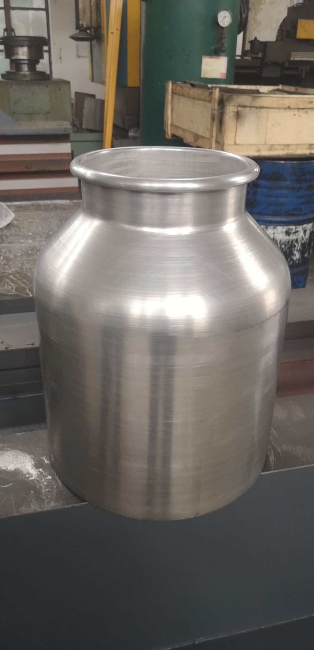Detail of CNC metal spinning for milk