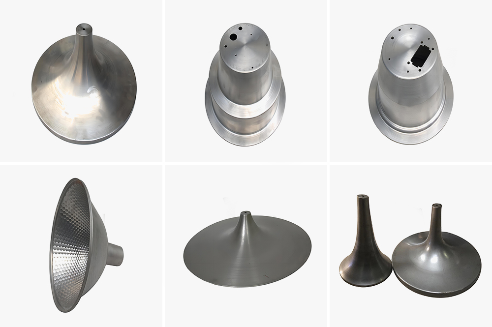 Metal spun lamp housing and table base